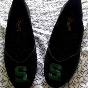 Michigan State Black Suede Flats